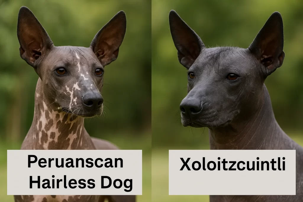 Сравнение перуанской и мексиканской голых собак (морды)