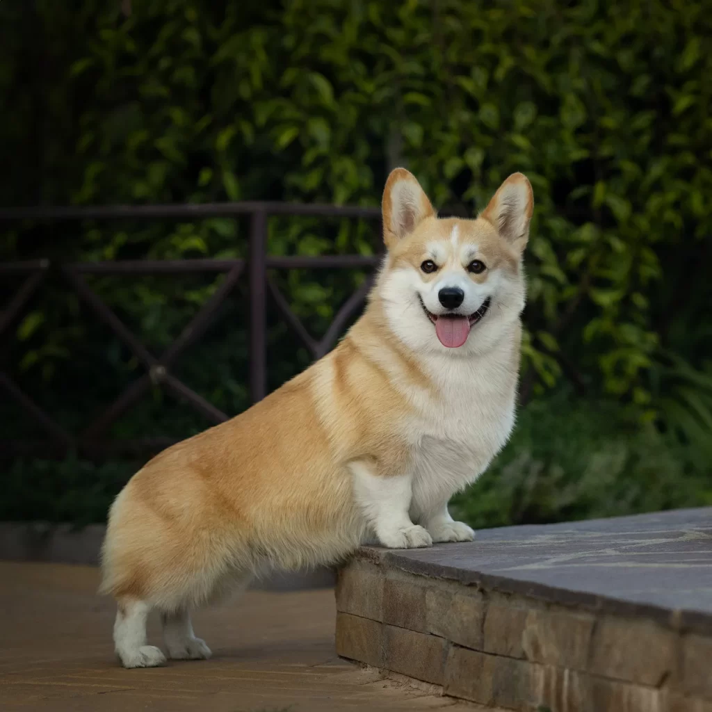 корги на ступеньке