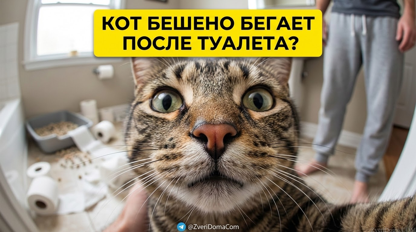 Кот бегает по квартире после посещения туалета, возможные причины.