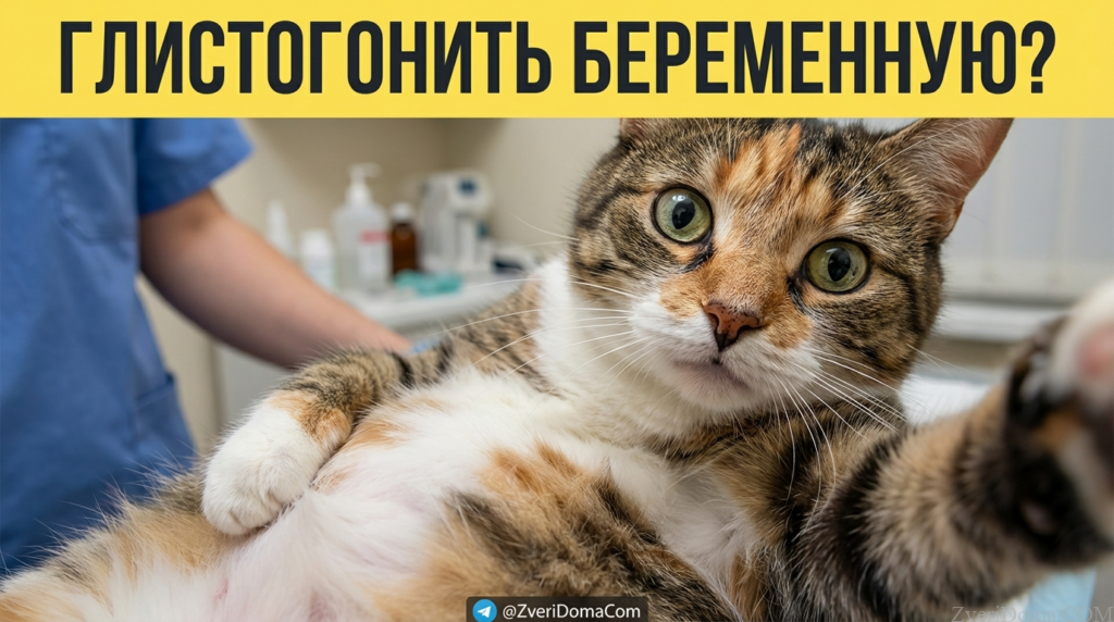 Беременная кошка на асфальте, глистогонка и ее безопасность