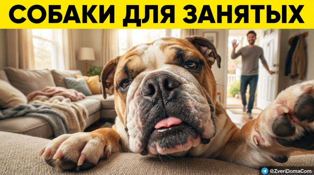 Собака породы, хорошо переношающая одиночество, сидит на диване.