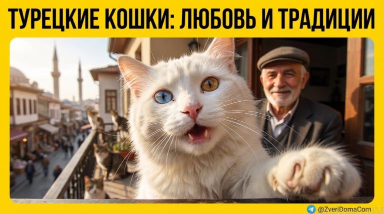 Кошка на фоне традиционной турецкой архитектуры, символизирующая любовь турков к этим животным.