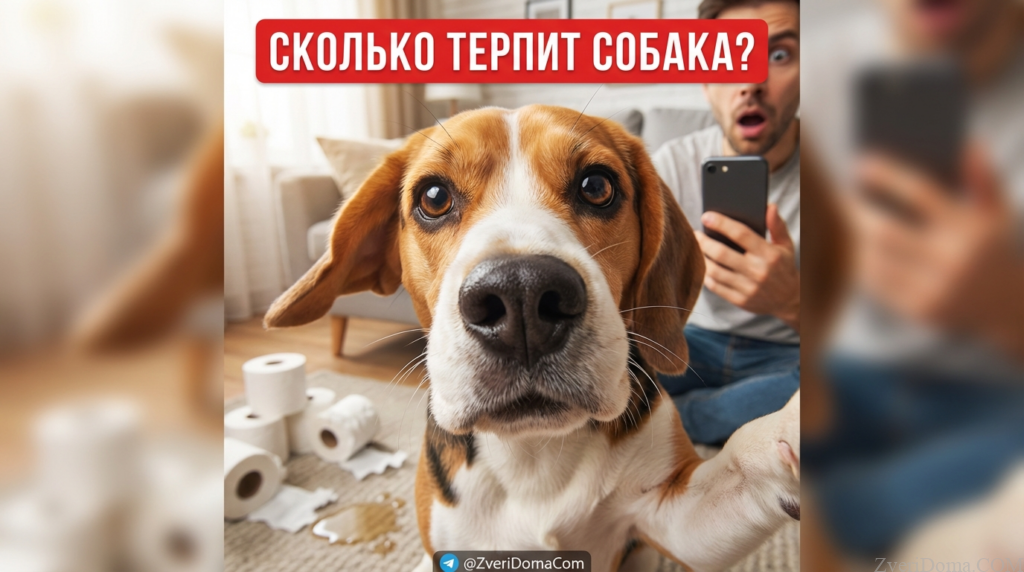 Собака, показывающая признаки дискомфорта при необходимости в туалет.