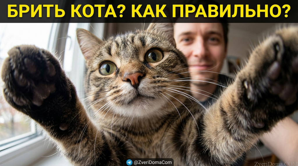 Кошка на столе во время стрижки шерсти машинкой для бритья.