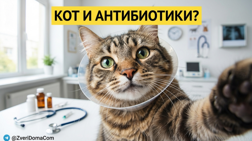 Кошка на фоне лекарств, обсуждение антибиотиков для кошек.
