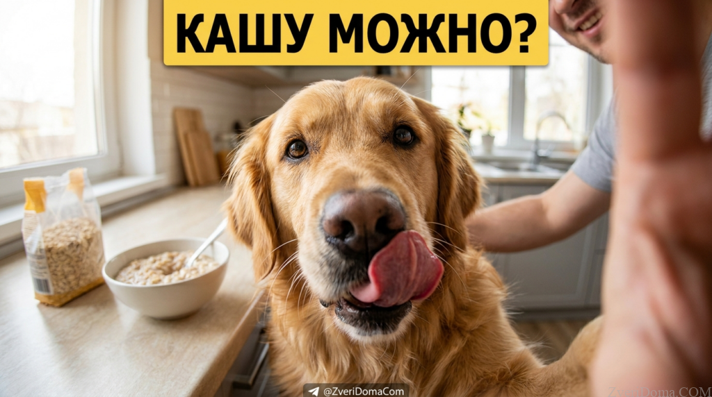 Собака ест кашу в миске, обсуждение рациона собак
