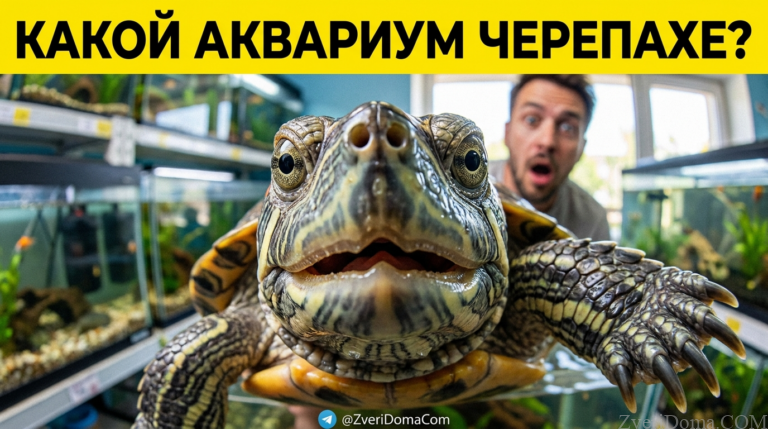 Аквариум для черепахи с необходимыми условиями для жизни.