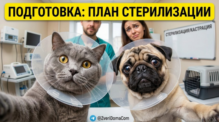 Владелец готовит питомца к стерилизации с помощью пошагового плана.