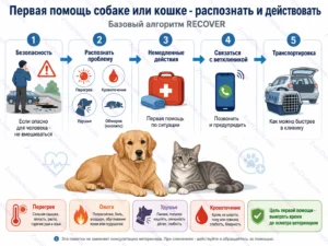 алгоритм действий для первой помощи собакам и кошкам