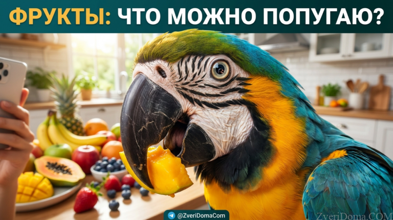 Волнистый попугай наслаждается свежими фруктами