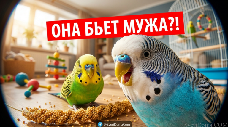 Самка волнистого попугая обижает самца, обсуждая проблемы в поведении птиц